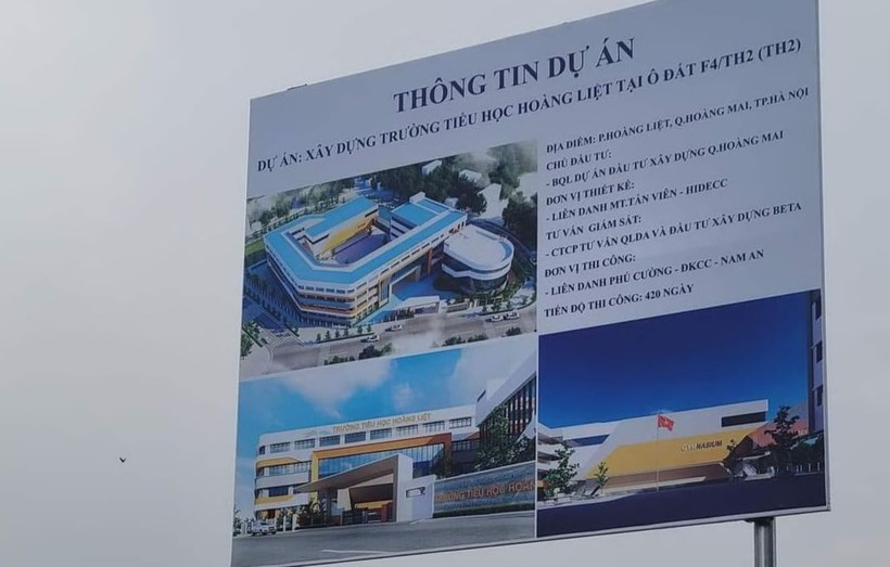 Dự án xây dựng Trường Tiểu học Hoàng Liệt tại ô đất F4/TH2 là 1 trong 4 dự án xây trường học trên địa bàn phường Hoàng Liệt đang triển khai. Ảnh: TG