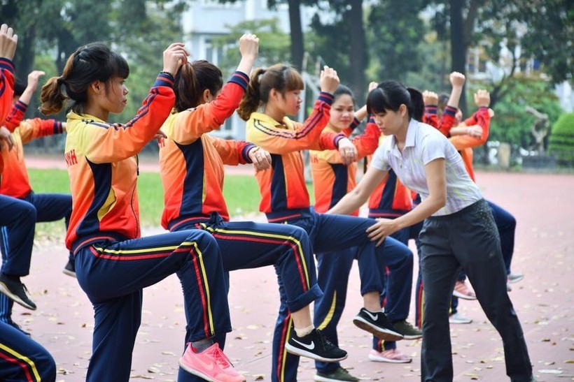 Sinh viên Trường ĐH Thể dục thể thao Bắc Ninh trong giờ học Giáo dục thể chất. Ảnh: NTCC