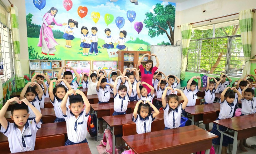 Học sinh lớp 1 Trường Tiểu học Võ Trường Toản (quận Ninh Kiều, TP Cần Thơ). Ảnh NTCC