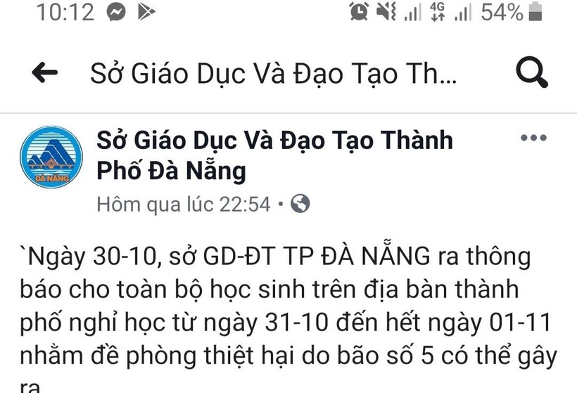 Trang mạng xã hội facebook đăng tải công văn giả mạo công văn của Sở GD&ĐT Đà Nẵng