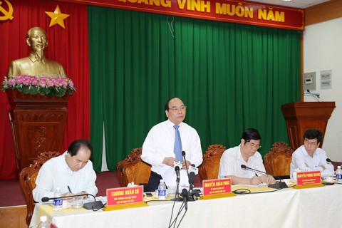 Phó Thủ tướng Nguyễn Xuân Phúc, Trưởng Ban Chỉ đạo Tây Bắc chủ trì cuộc họp giao ban 3 BCĐ gồm Tây Bắc, Tây Nguyên và Tây Nam Bộ. Ảnh: VGP