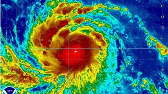 Hình ảnh bão Noul từ vệ tinh hồng ngoại. (Ảnh: EPA)