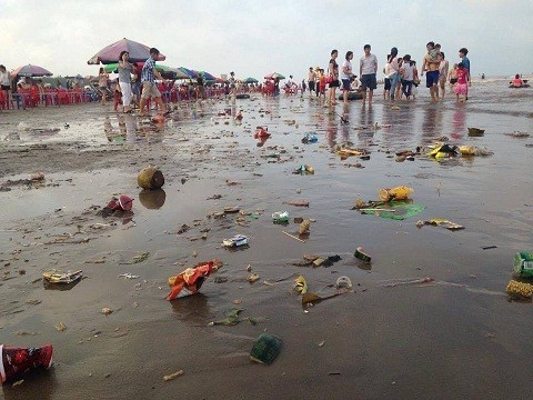 Kinh hoàng cảnh biển Cồn Vành ngập rác vì sự vô ý thức