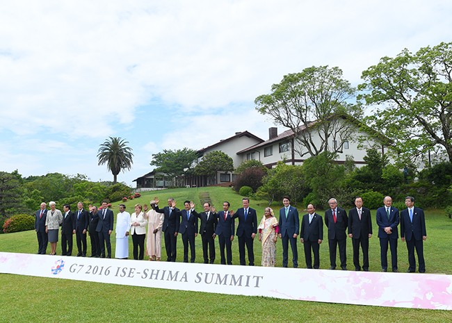 Các nguyên thủ, nhà lãnh đạo tại Hội nghị Thượng đỉnh G7 mở rộng. Ảnh: VGP