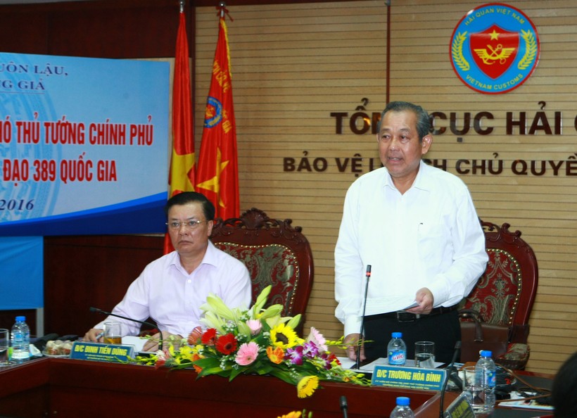 Phó Thủ tướng Trương Hòa Bình phát biểu chỉ đạo tại buổi làm việc với Thường trực BCĐ 389 quốc gia. Ảnh: VGP