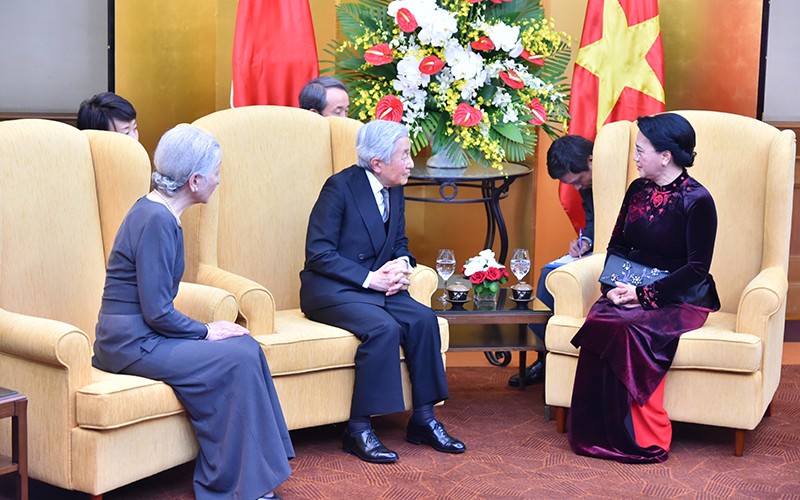 Chủ tịch Quốc hội Nguyễn Thị Kim Ngân hội kiến với Nhà vua và Hoàng hậu Nhật Bản. Ảnh: VGP/Nhật Bắc