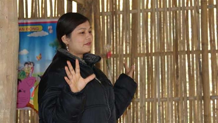 Cô giáo Nông Thị Hảo, sinh năm 1981 đã có 14 năm đứng lớp ở những trường mầm non vùng sâu vùng xa của huyện Thạch An, tỉnh Cao Bằng. Ảnh: Nguyễn Thảo