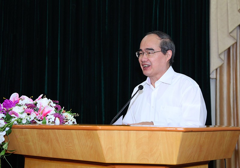 Chủ tịch Ủy ban Trung ương MTTQ Việt Nam Nguyễn Thiện Nhân phát biểu tại Hội nghị. Ảnh: VGP/Thành Trung