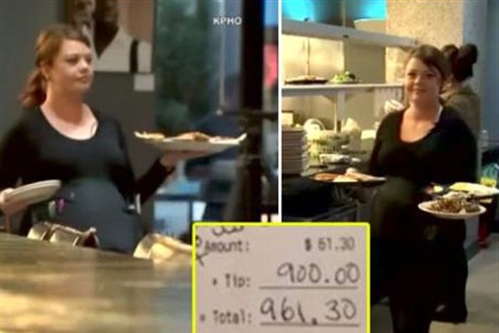 Bữa ăn 61 đô la, mẹ bầu để lại tiền típ 900 đô khiến nhiều người xúc động