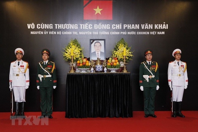 Lễ viếng nguyên Thủ tướng Phan Văn Khải tại Trung tâm Hội nghị Quốc tế (Hà Nội) Ảnh: Vietnam+