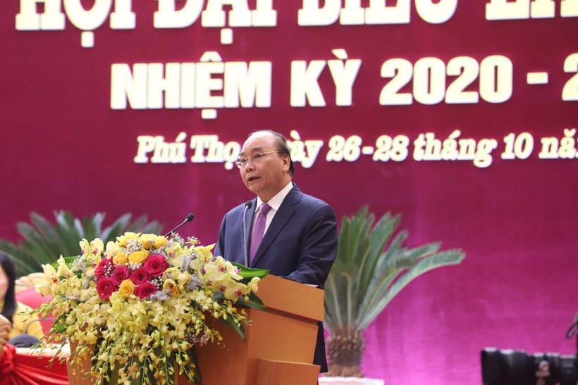 Thủ tướng Chính phủ Nguyễn Xuân Phúc phát biểu chỉ đạo tại Đại hội đại biểu Đảng bộ tỉnh Phú Thọ
