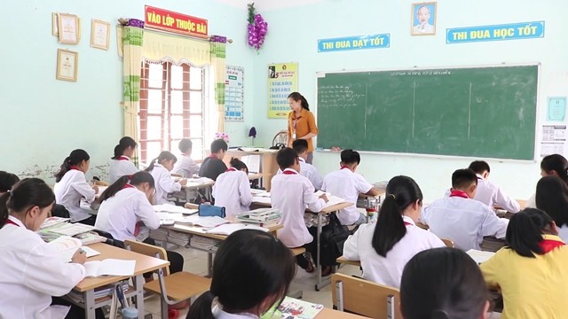 Giờ học của cô trò Trường PTDT Nội trú huyện Hoàng Su Phì. Ảnh: Hoàng Tính (Chụp trước tháng 4/2021)