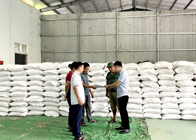 Tỉnh Hà Giang tiếp nhận gạo của Chính phủ từ Tổng cục Dự trữ Nhà nước. (Ảnh: Lê Hải)