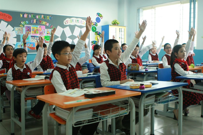 Học sinh trường tiểu học Việt - Úc Hà Nội trong một giờ học đầy hào hứng