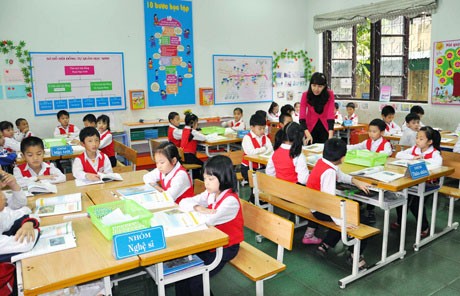 Dạy học theo nhóm giúp học sinh Trường tiểu học Thăng Long (Hà Nội) chủ động hơn trong học tập