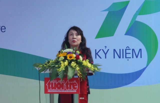 Thứ trưởng Bộ GD&ĐT Nguyễn Thị Nghĩa phát biểu tại Ngày hội tư vấn tuyển sinh - hướng nghiệp 2017