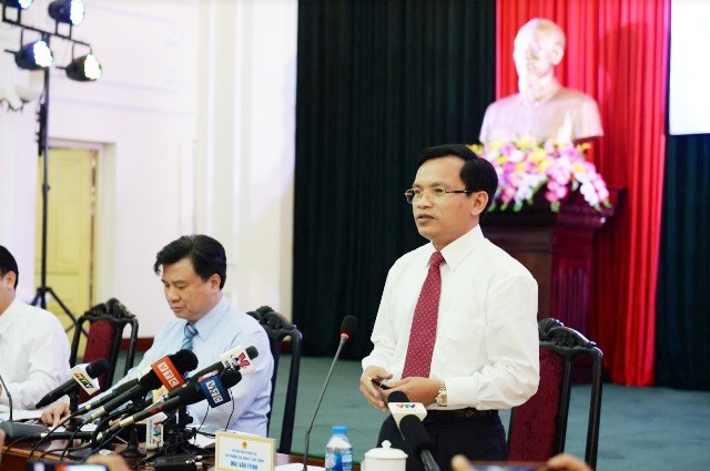 Ông Mai Văn Trinh – Cục trưởng Cục Quản lý chất lượng (Bộ GD&ĐT) – phát biểu tại họp báo sau kỳ thi THPT quốc gia 2018 