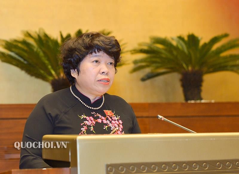 Chủ nhiệm Ủy ban Về các vấn đề xã hội Nguyễn Thúy Anh trình bày Báo cáo thẩm tra