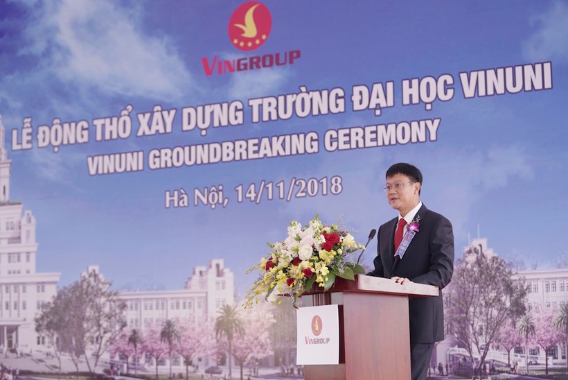 Thứ trưởng Bộ GD&ĐT Lê Hải An phát biểu tại lễ động thổ dự án Vinuni