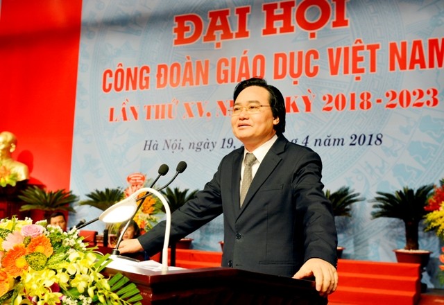 Bộ trưởng Bộ GD&ĐT Phùng Xuân Nhạ phát biểu tại Đại hội Công đoàn Giáo dục Việt Nam