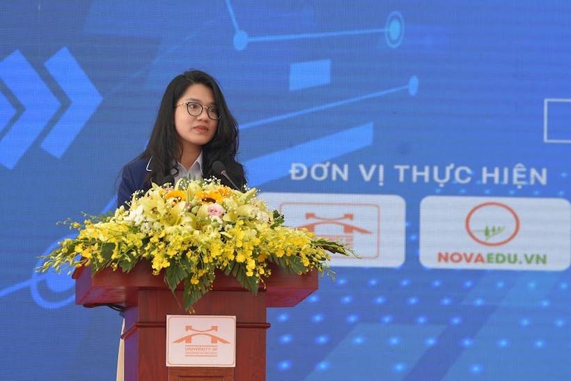 Nguyễn Minh Anh phát biểu tại ngày hội.