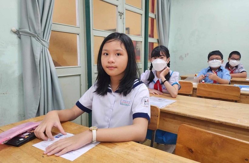 Học sinh thi khảo sát vào lớp 6 Trường THPT chuyên Trần Đại Nghĩa năm 2023.