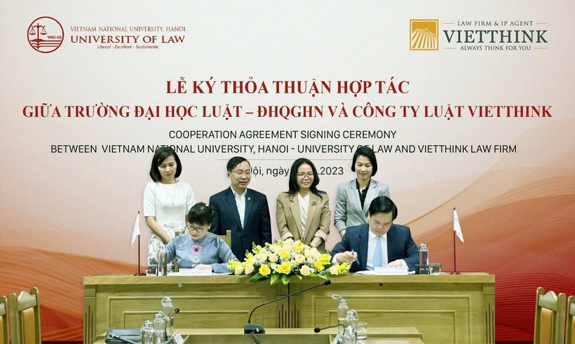 Lễ ký kết Thỏa thuận hợp tác giữa Trường ĐH Luật - ĐHQGHN và Công ty Luật Vietthink ngày 18/04/2023