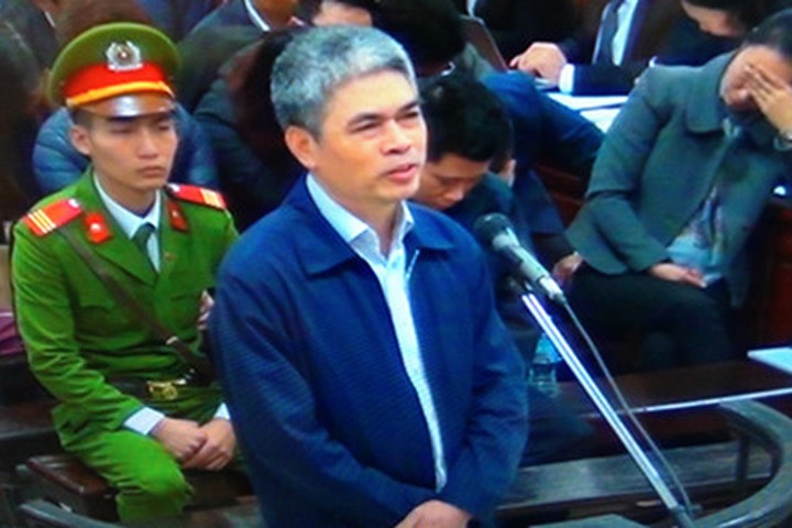 Bị cáo Nguyễn Xuân Sơn tại phiên tòa xét xử sơ thẩm vụ đại án kinh tế xảy ra tại OceanBank.