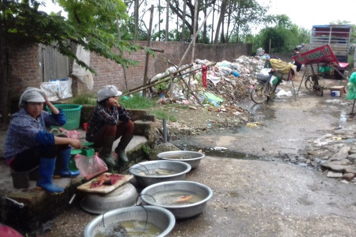 Bãi tập kết rác thải của chợ Bương, thôn Thái Khê, xã Cấn Hữu, huyện Quốc Oai ngày càng lớn và gây ô nhiễm môi trường nặng nề.