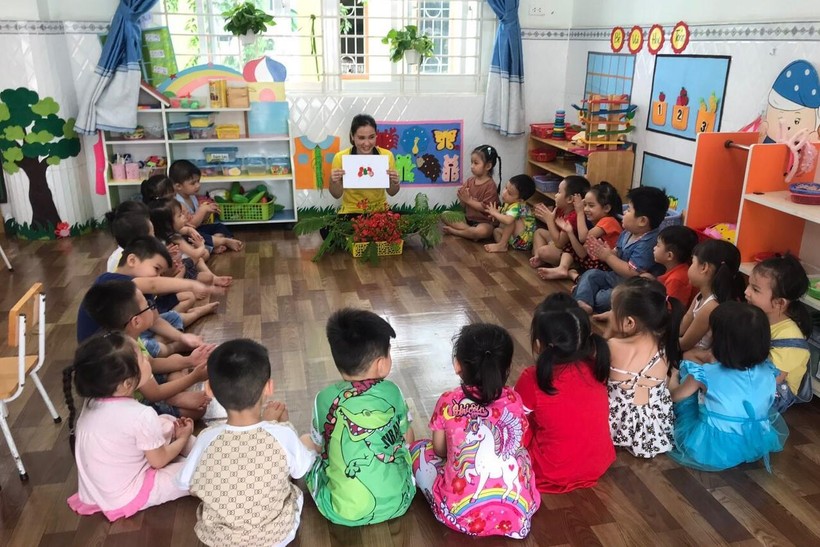 Giờ học của trẻ Trường mầm non Tân Tạo (quận Bình Tân, TPHCM).