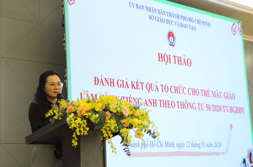 Phó Giám đốc Sở GD&ĐT TPHCM Lê Thụy Mỵ Châu phát biểu tại hội thảo.