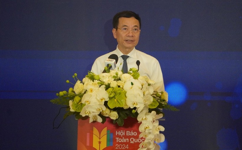 Bộ trưởng Bộ Thông tin và Truyền thông Nguyễn Mạnh Hùng phát biểu tại sự kiện.