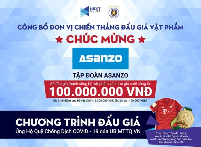 Tập đoàn Asanzo Việt Nam chiến thắng trong cuộc đấu giá vật phẩm.