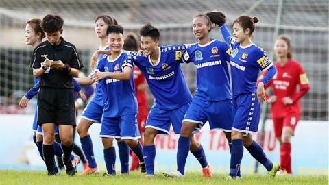 Các cô gái Thái Nguyên T&T thi đấu ấn tượng trước nhà cựu vô địch Phong Phú Hà Nam.
