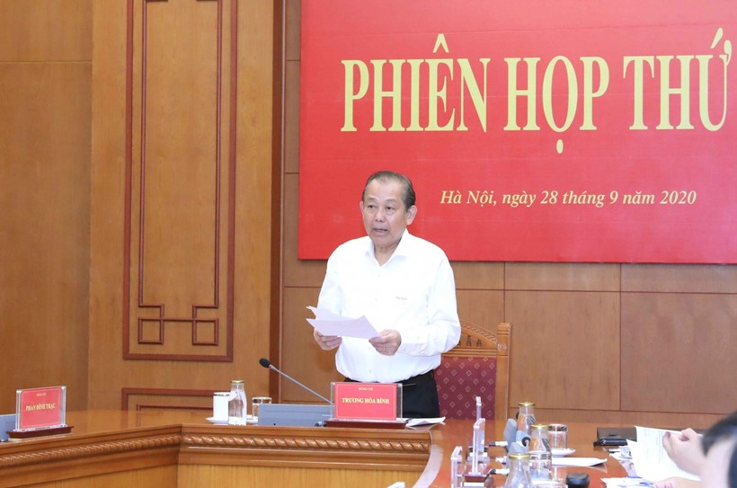 Phó Thủ tướng Thường trực Chính phủ Trương Hòa Bình phát biểu tại phiên họp - Ảnh: VGP/Lê Sơn