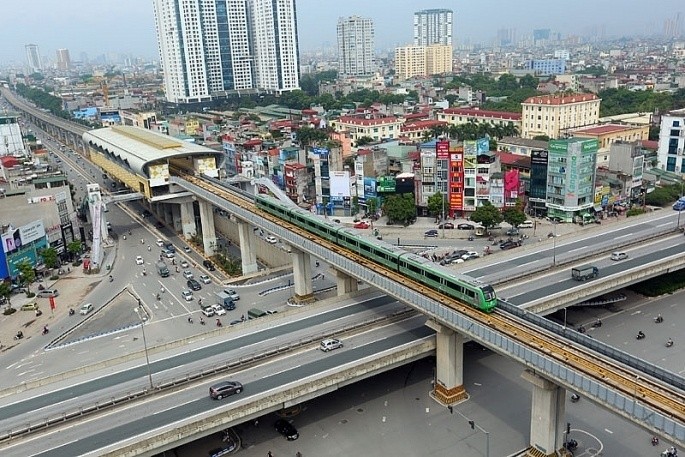Đoàn tàu đường sắt đô thị Cát Linh - Hà Đông trong một lần vận hành thử - Ảnh tư liệu.