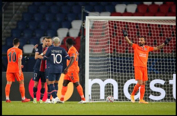 Mbappe ghi bàn thắng ấn định tỷ số 5-1 cho PSG trước Istanbul Basaksehir.