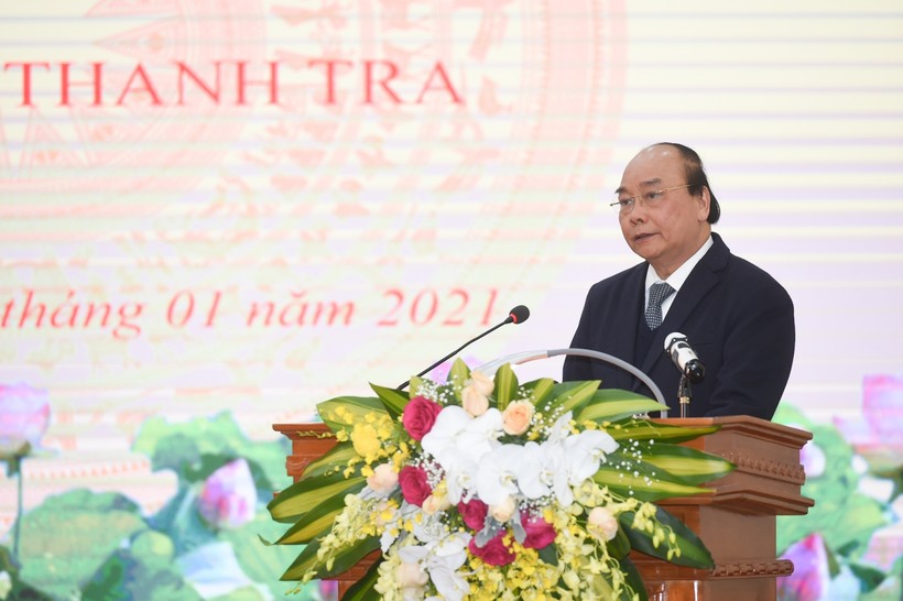 Thủ tướng Nguyễn Xuân Phúc: Cần chú ý thanh tra lĩnh vực nhạy cảm, nhiều dư luận xấu. Ảnh VGP/Quang Hiếu.