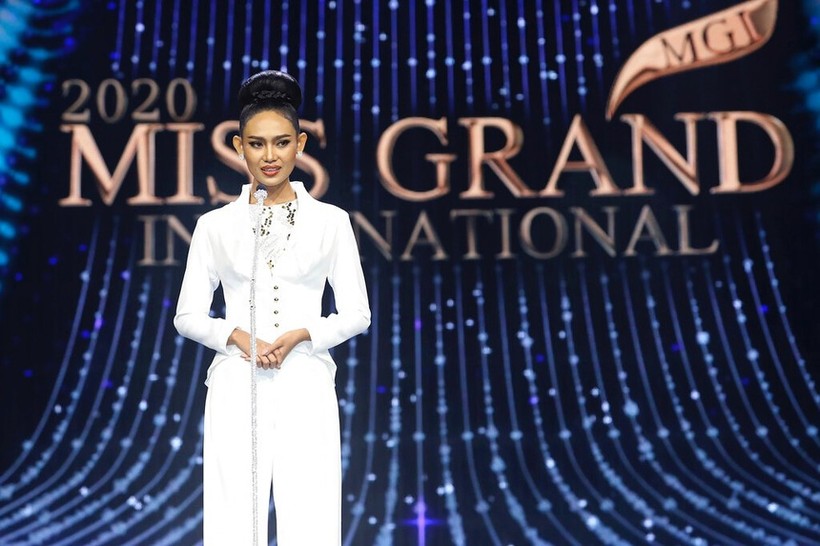 Á hậu 1 Hoa hậu Hoàn vũ Myanmar Han Lay bị truy nã. Ảnh: Miss Grand International.