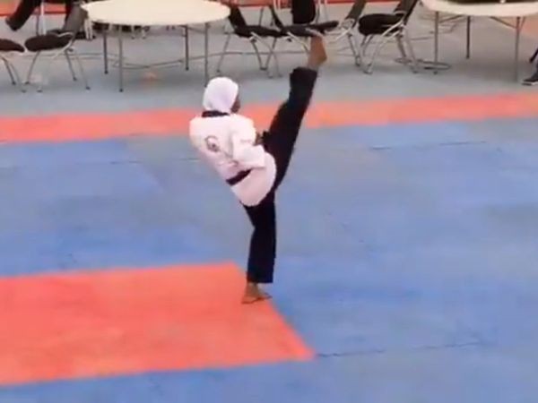Hình ảnh nữ vận động viên Taekwondo Aminat Idrees.
