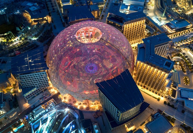 Khu tổ hợp EXPO 2020 Dubai nhìn từ trên cao. (Ảnh: do ban tổ chức cung cấp).