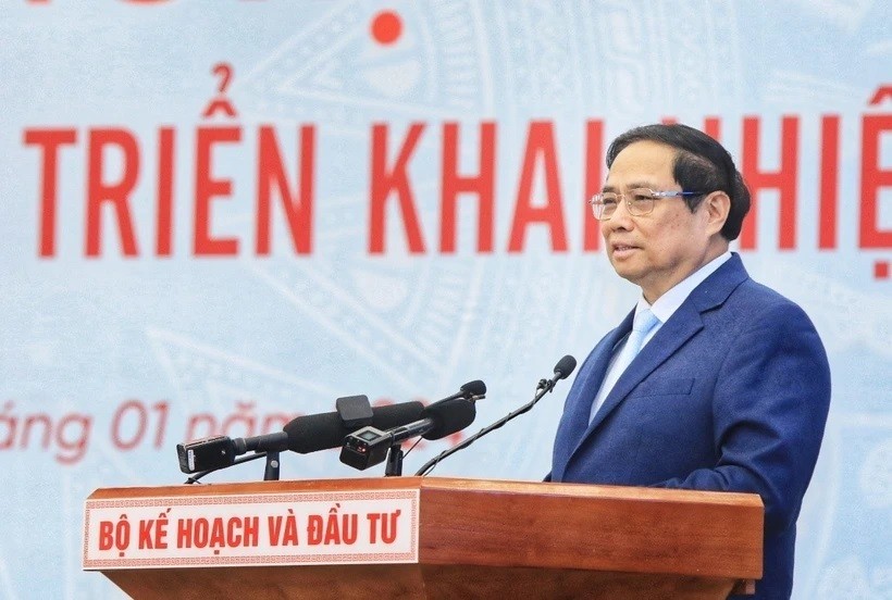 Thủ tướng Phạm Minh Chính phát biểu chỉ đạo. (Ảnh: Tuấn Anh/TTXVN)