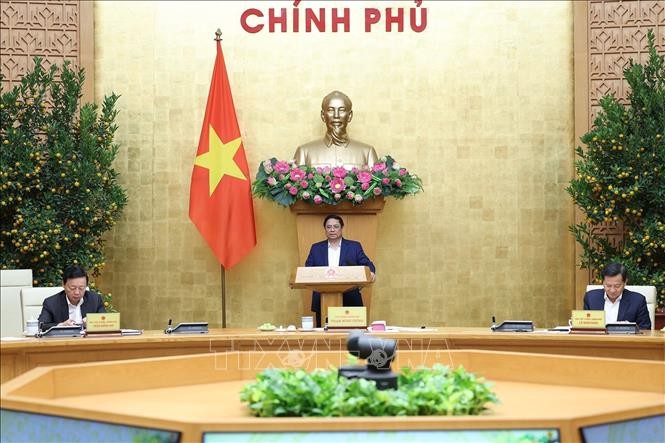 Thủ tướng Phạm Minh Chính kết luận Phiên họp Thường trực Chính phủ về tình hình Tết Nguyên đán. (Ảnh: Dương Giang/TTXVN)