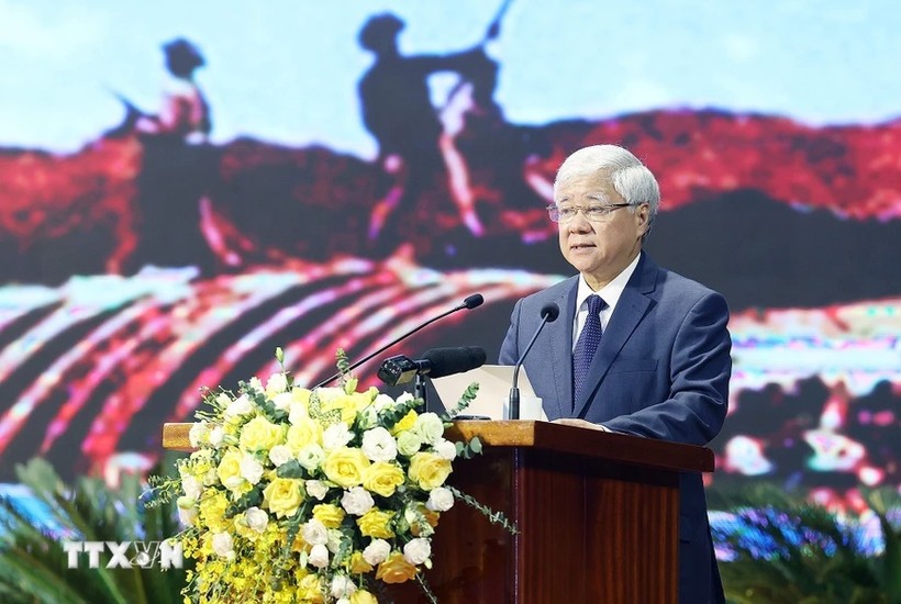 Chủ tịch Ủy ban Trung ương Mặt trận Tổ quốc Việt Nam Đỗ Văn Chiến phát biểu. (Ảnh: Dương Giang/TTXVN)