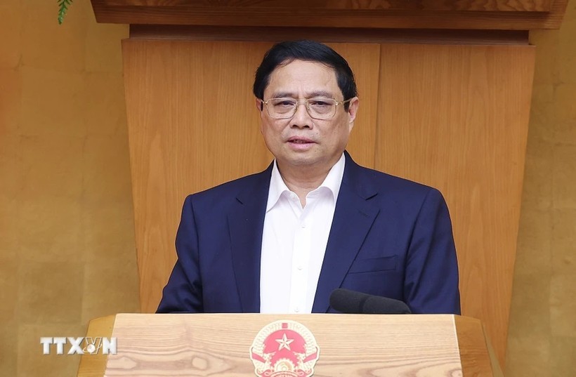 Thủ tướng chủ trì Phiên họp Chính phủ thường kỳ tháng 4 năm 2024. (Ảnh: Dương Giang/TTXVN)