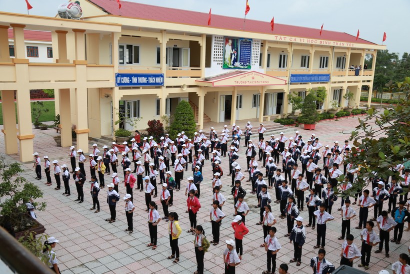 Trường THCS Duy Ninh (Quảng Ninh - Quảng Bình) nơi xảy ra sự việc học sinh bị tát 231 cái vào miệng do nói tục chửi thề.
