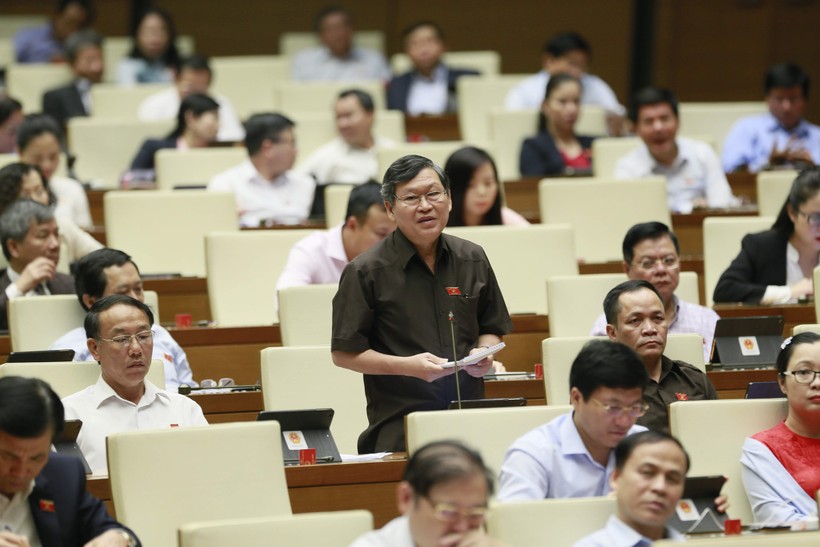 ĐBQH Tô Văn Tám chất vấn tại hội trường Quốc hội sáng 6/11 - Ảnh: Quang Khánh
