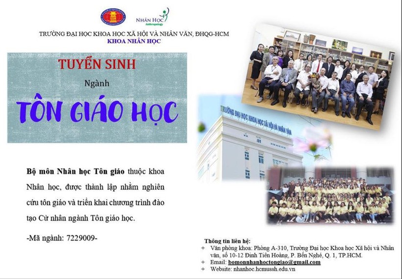 Trường ĐH KHXH&NV(ĐHQG TPHCM) chính thức tuyển sinh cử nhân Tôn giáo học 