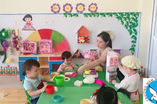 Cô và trò một Trường Mầm non trên địa bàn tỉnh Bình Thuận