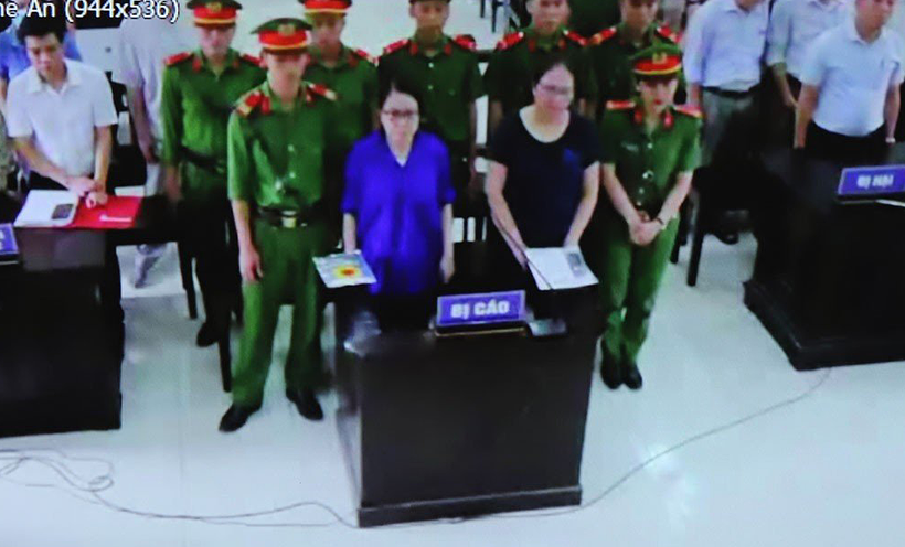Bà Lê Thị Dung tại phiên xét xử phúc thẩm sáng nay. (Ảnh: Chụp qua màn hình)